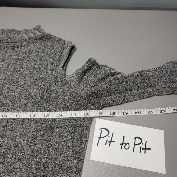 love ari gray cold shoulder ribbed stretchy long sleeve dress women's L - Picture 9 of 11